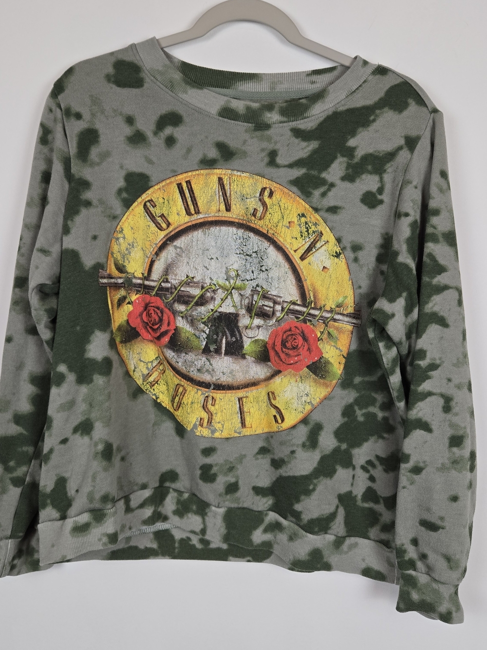 Camo Guns N' Roses Green Tie-Dye Retro Vintage Inspired Y2K Band Sweatshirt
